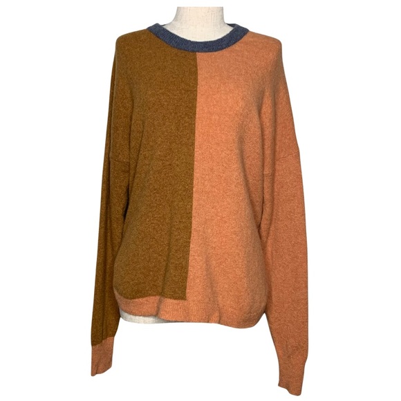 Madewell Westlake Colorblock Crewneck Pullover Coziest Yarn Sweater Size Medium - Picture 2 of 9